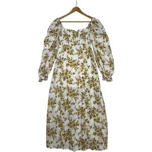 Free People Dress Womens Small Cream Floral Jaymes Maxi Boho Cottagecore Prairie